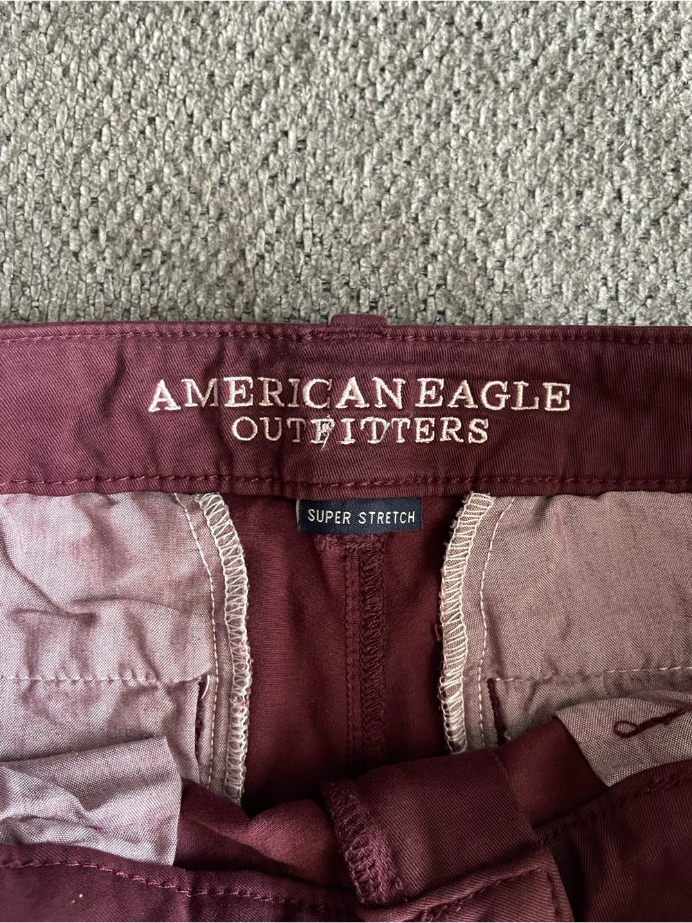 American Eagle Outfitters Women's Burgundy Twill Style Midi Shorts - Picture 2 of 5